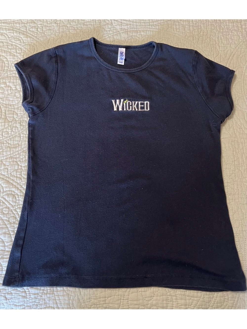 Bella Black Short Sleeve Tee with 'Wicked' Center Embroidery